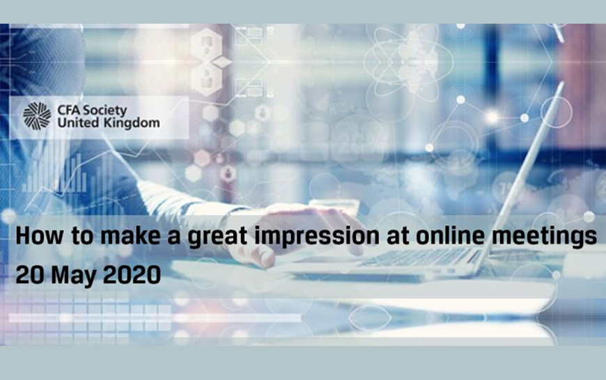 Image of CFA Webinar delivered by Martyn Barmby on making a great impression at online meetings