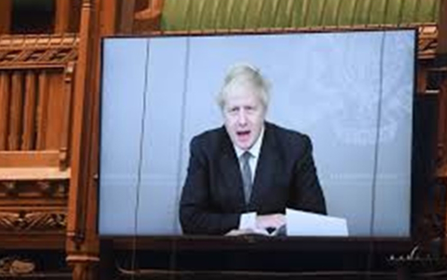 Boris Johnson addresses the House of Commons via video link