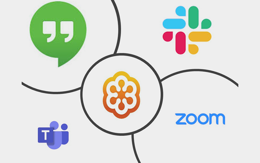 Logos for some of the leading video conferencing apps
